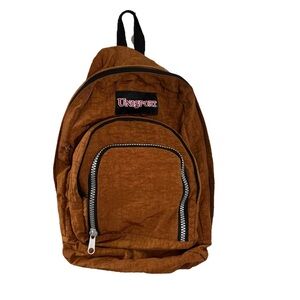 VTG 90s y2k unisport brown school backpack chunky silver zipper gorpcore